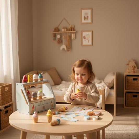 Montessori Ice Cream Stand – Wooden Pretend Play Shop Set