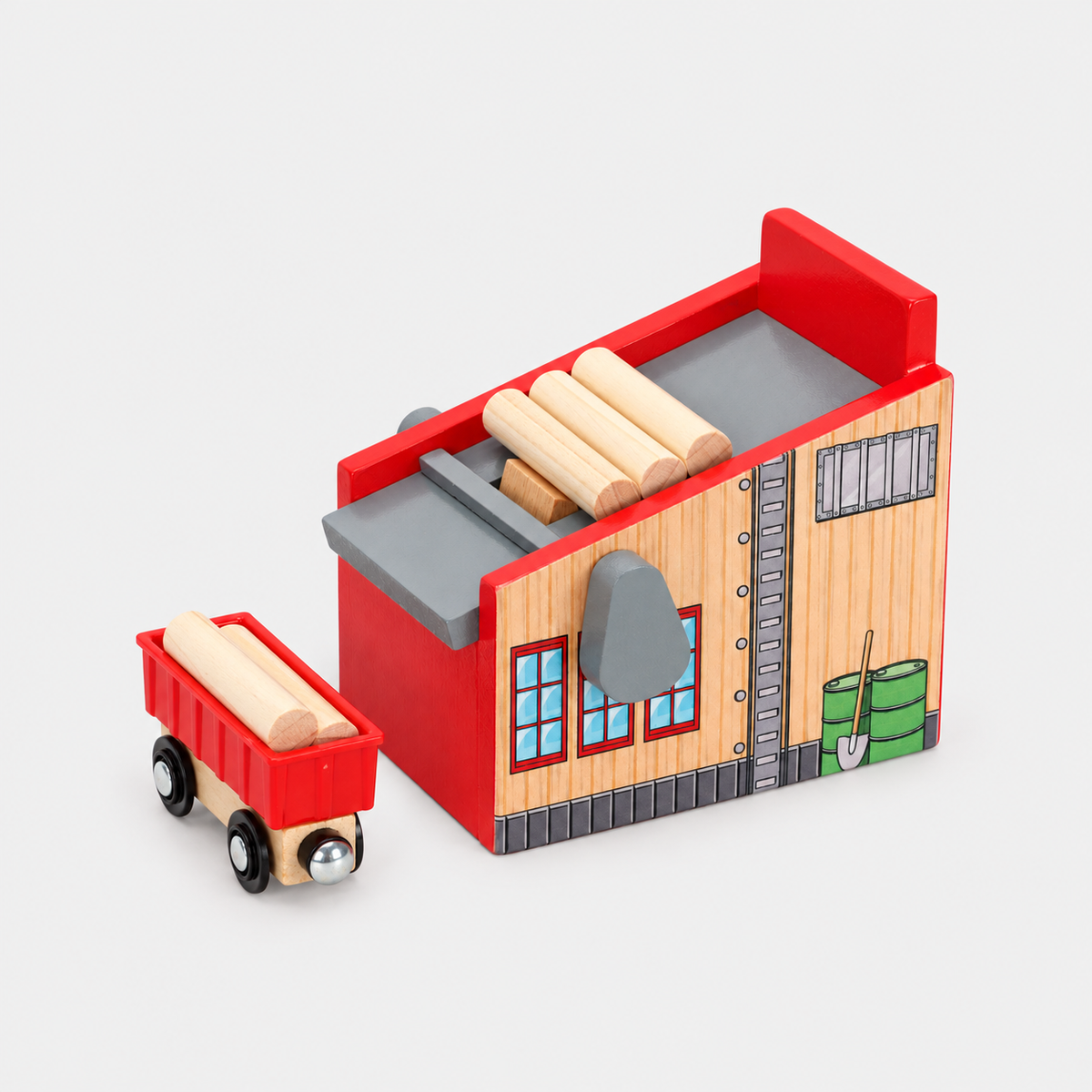 Loading station with wagon and logs