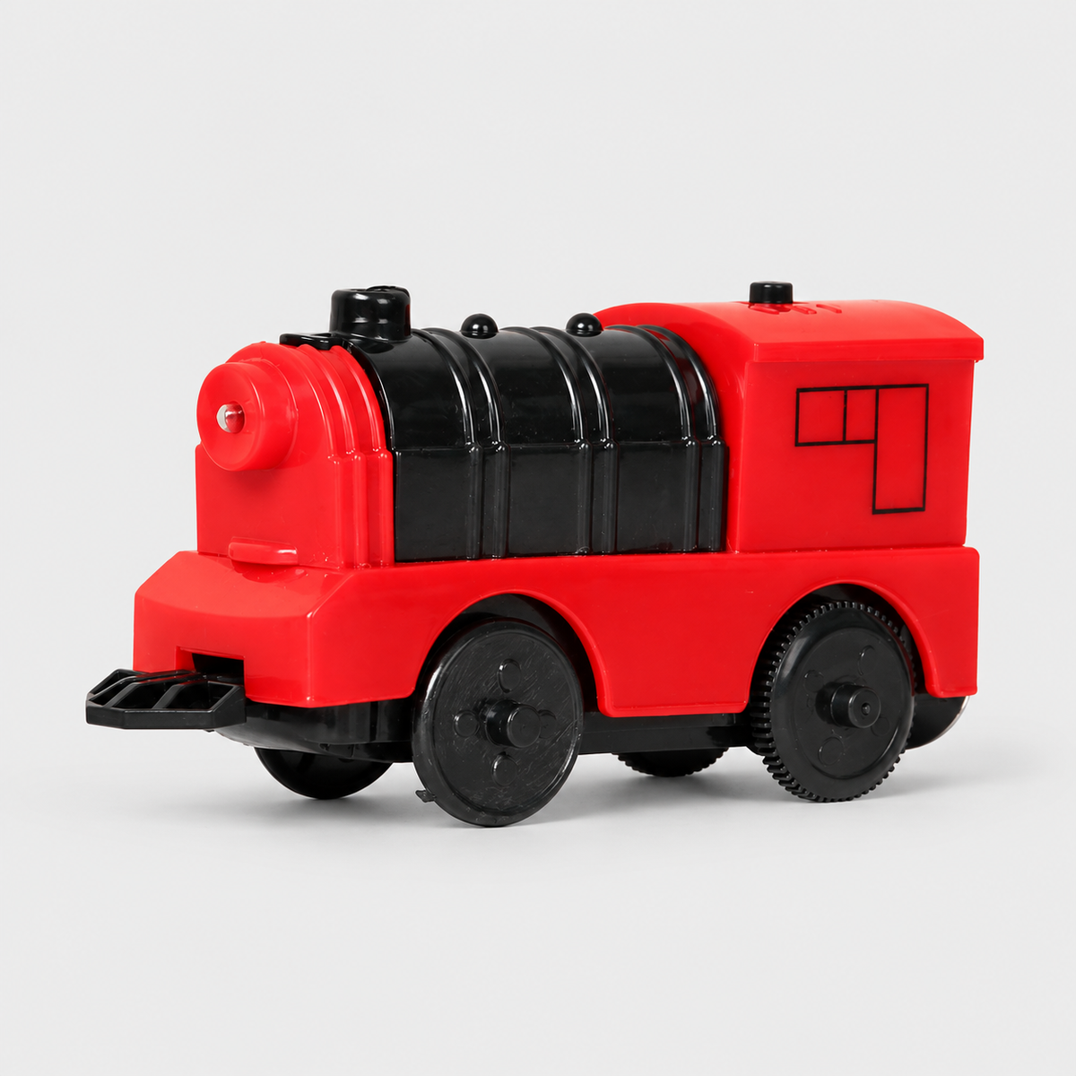 Red and black locomotive