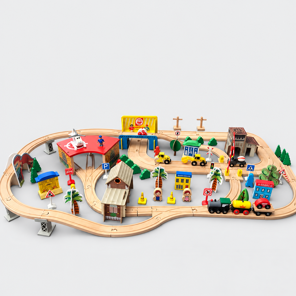 138-piece railway option — track layout and accessories