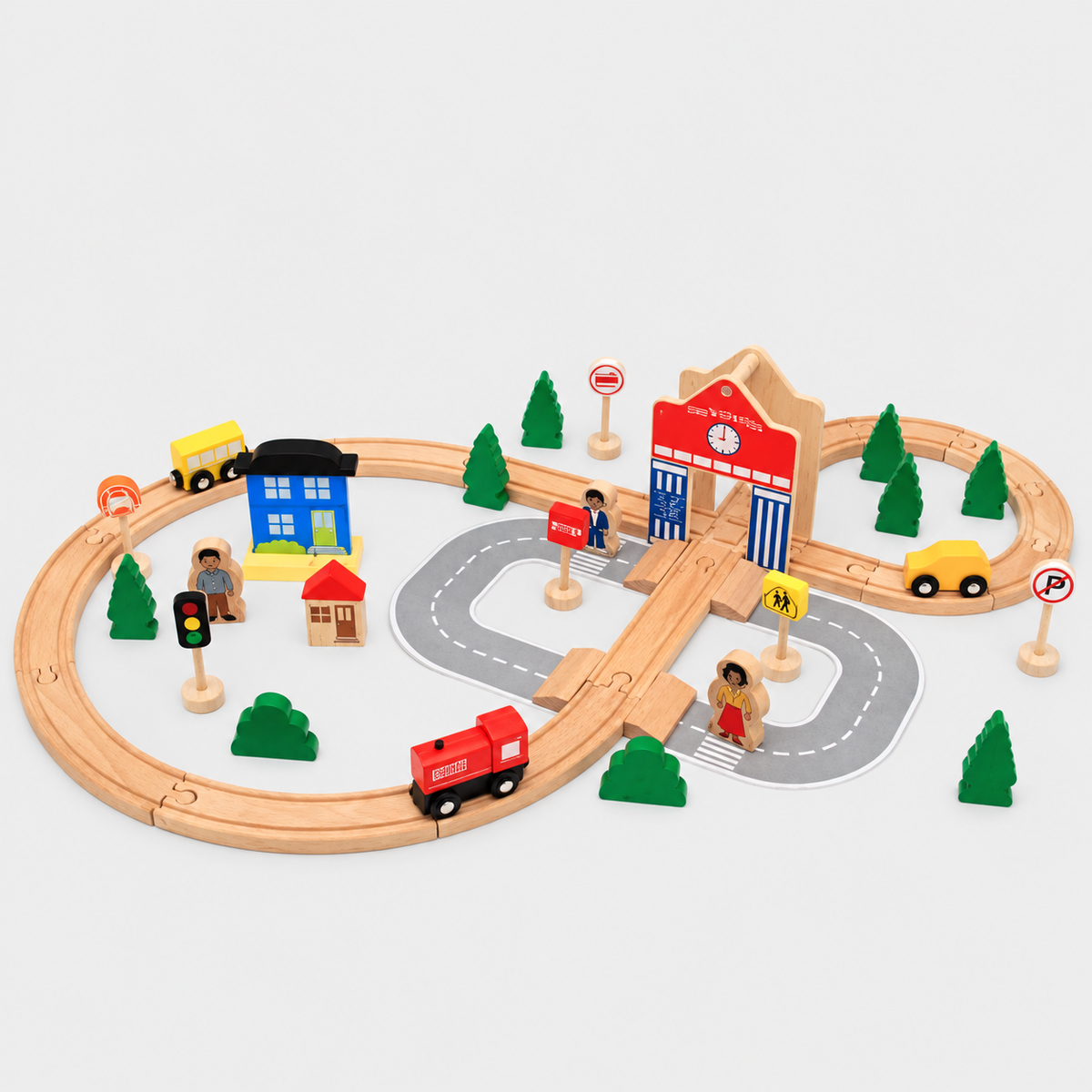 50-piece railway option — track layout and accessories