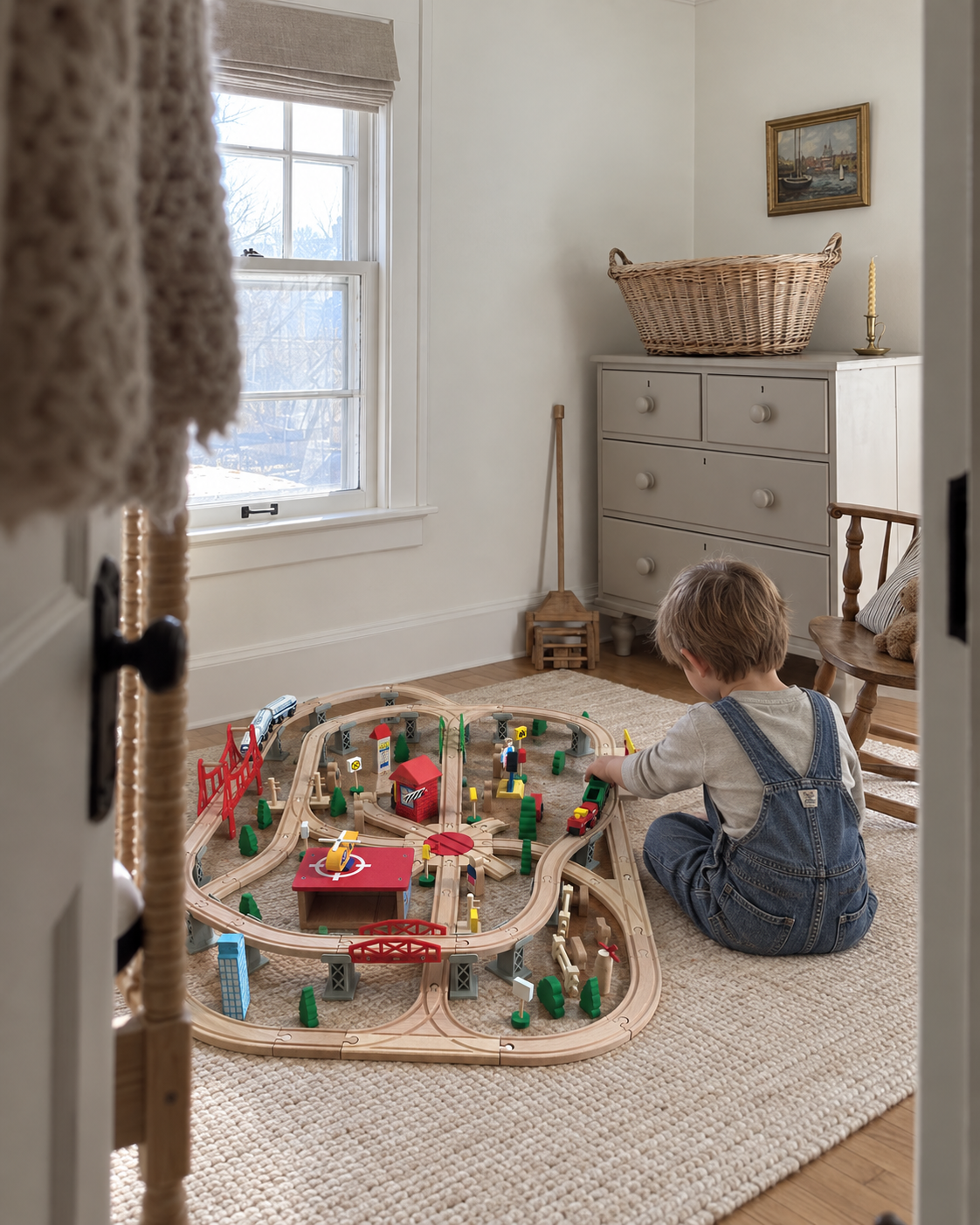 130-piece railway option in a child's playroom