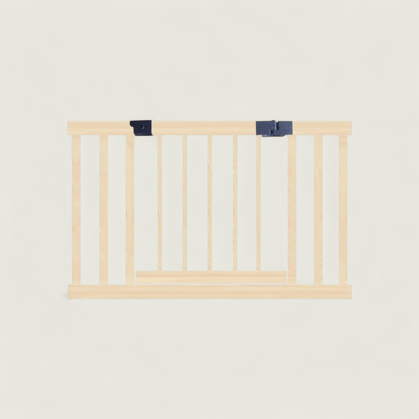 Wooden baby gate on a light beige background