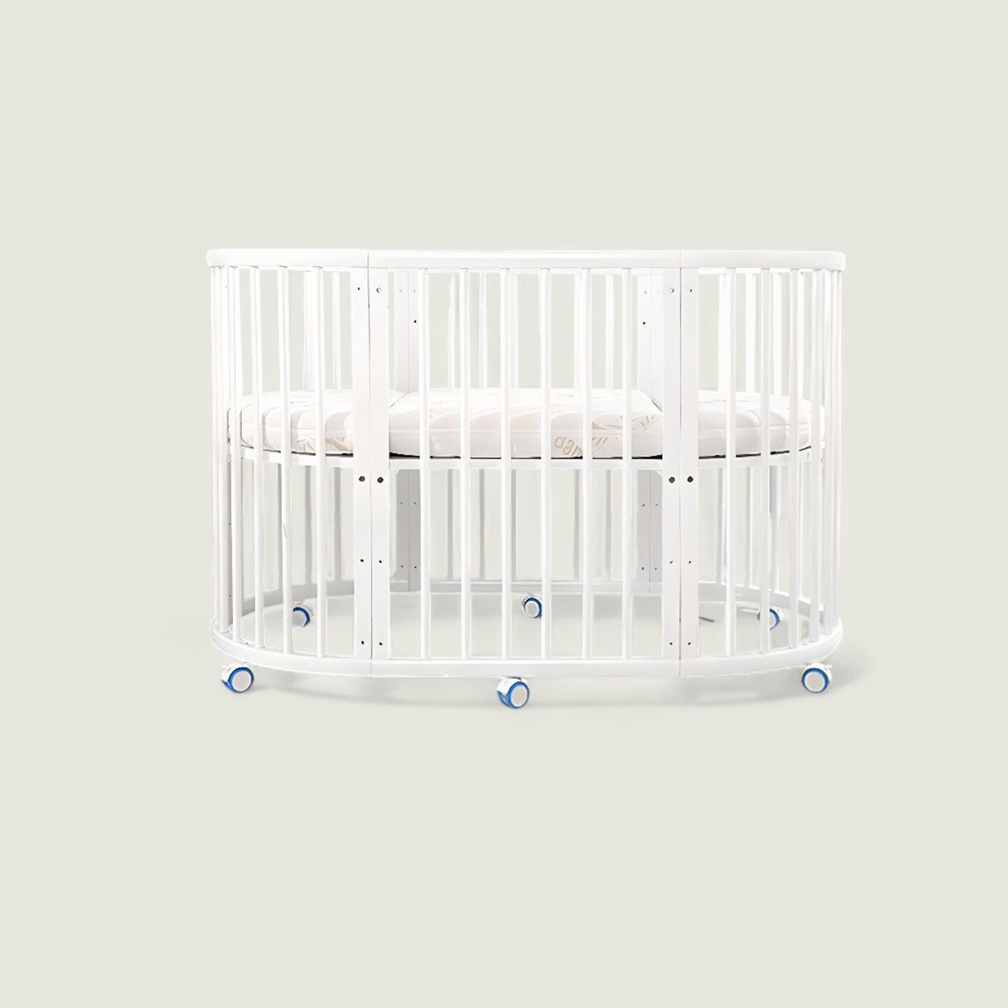 White crib on a light gray background