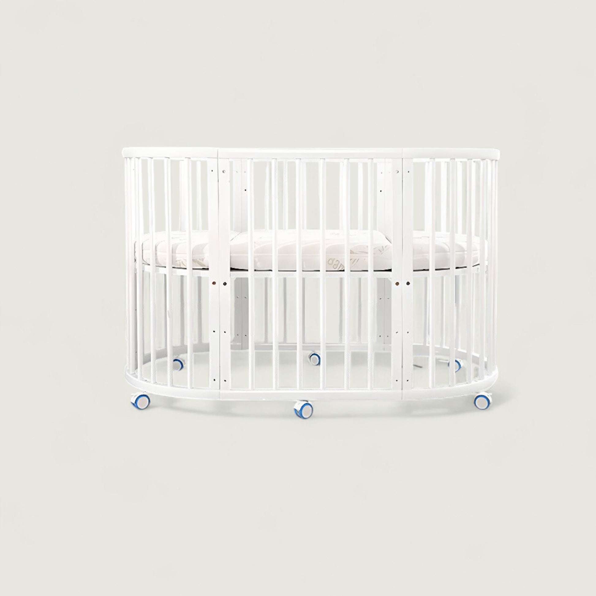 White crib on a light gray background