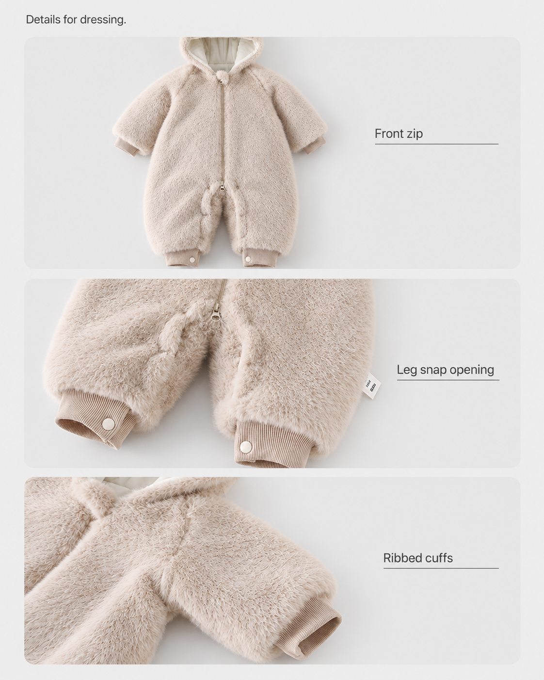 PerfectBaby™ Puppy Ears Plush Winter Jumpsuit