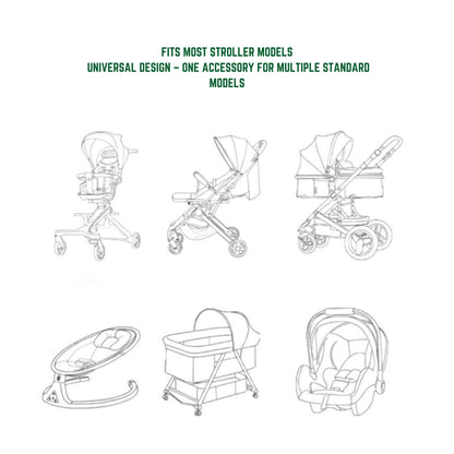 Illustrations of various baby products with text about universal design.