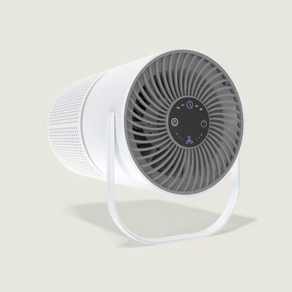 White and gray fan on a light beige background