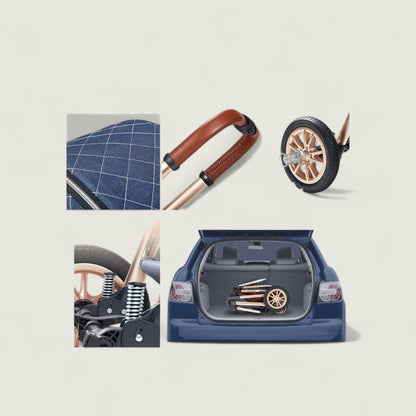 Collage of car maintenance tools including a tire, wrench, and toolbox.