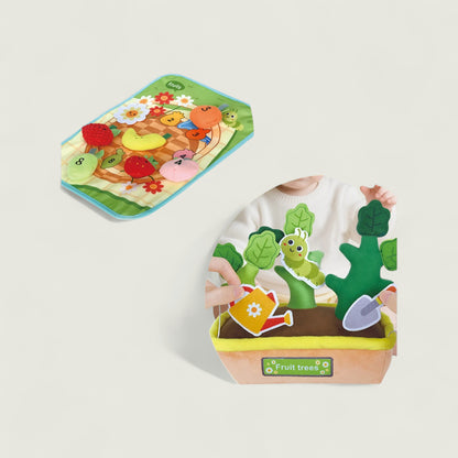 Children's educational toy set with a turtle and garden elements on a light background