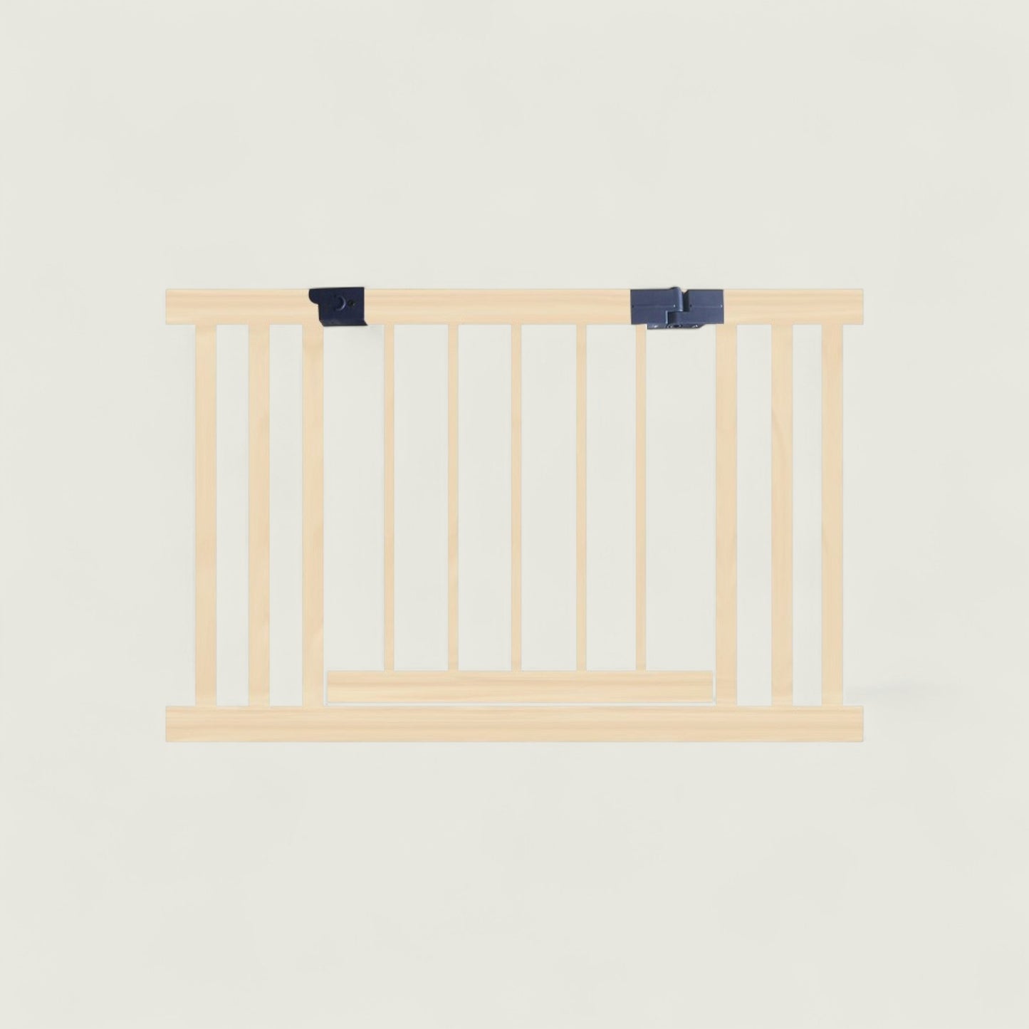 Wooden baby gate on a light beige background