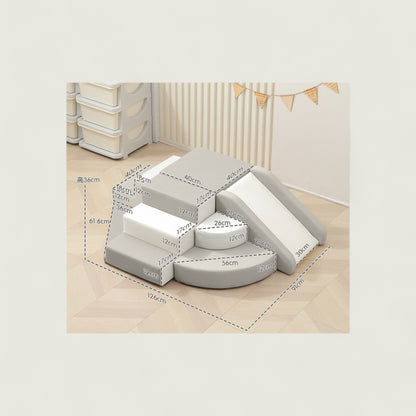 Set of pet steps with dimensions labeled on a neutral background