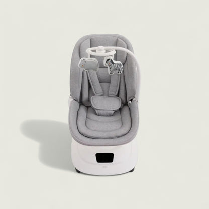 Gray baby car seat on a light gray background