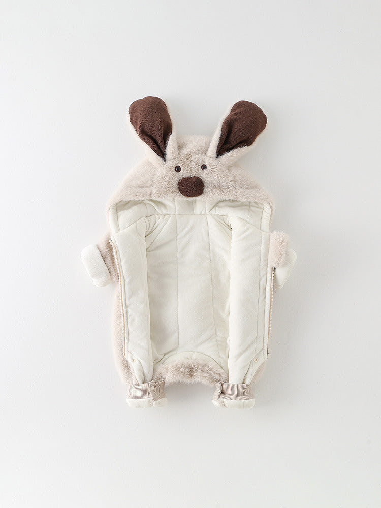Plush puppy jumpsuit, quilted lining