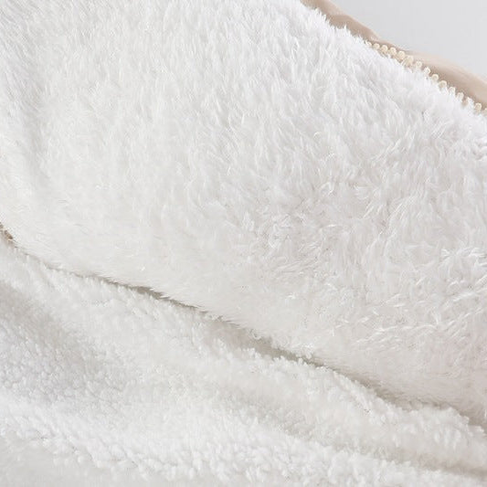 Close-up of white fluffy fabric texture