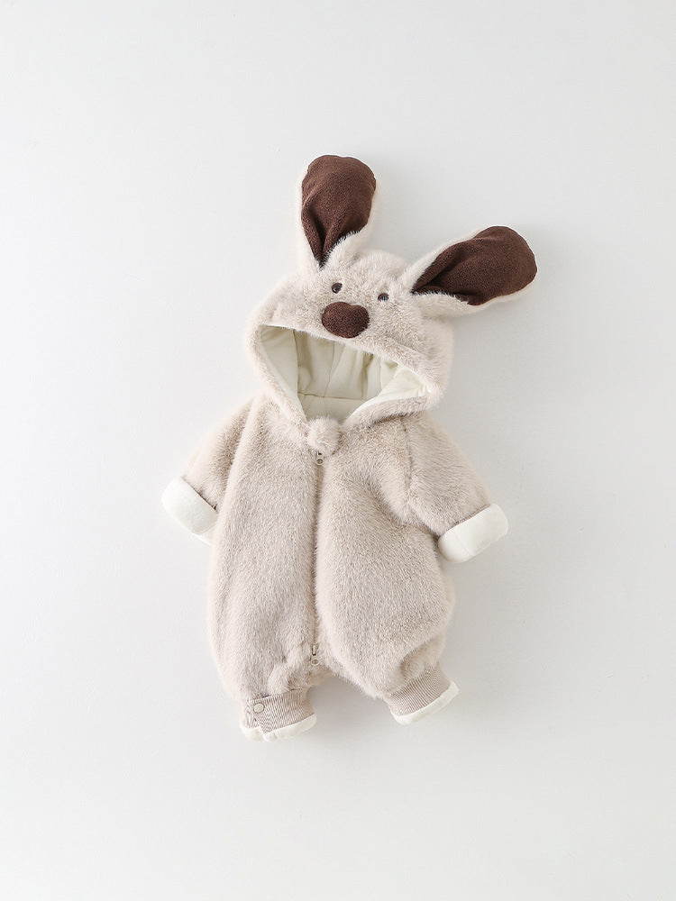 Plush puppy jumpsuit with floppy ear