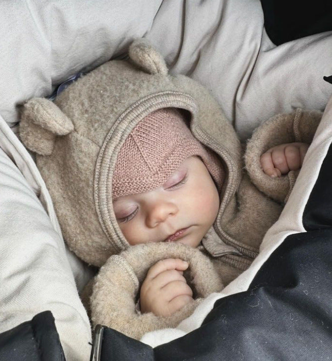 PerfectBaby™ Merino Wool Bear-Ear Romper premium baby outfit