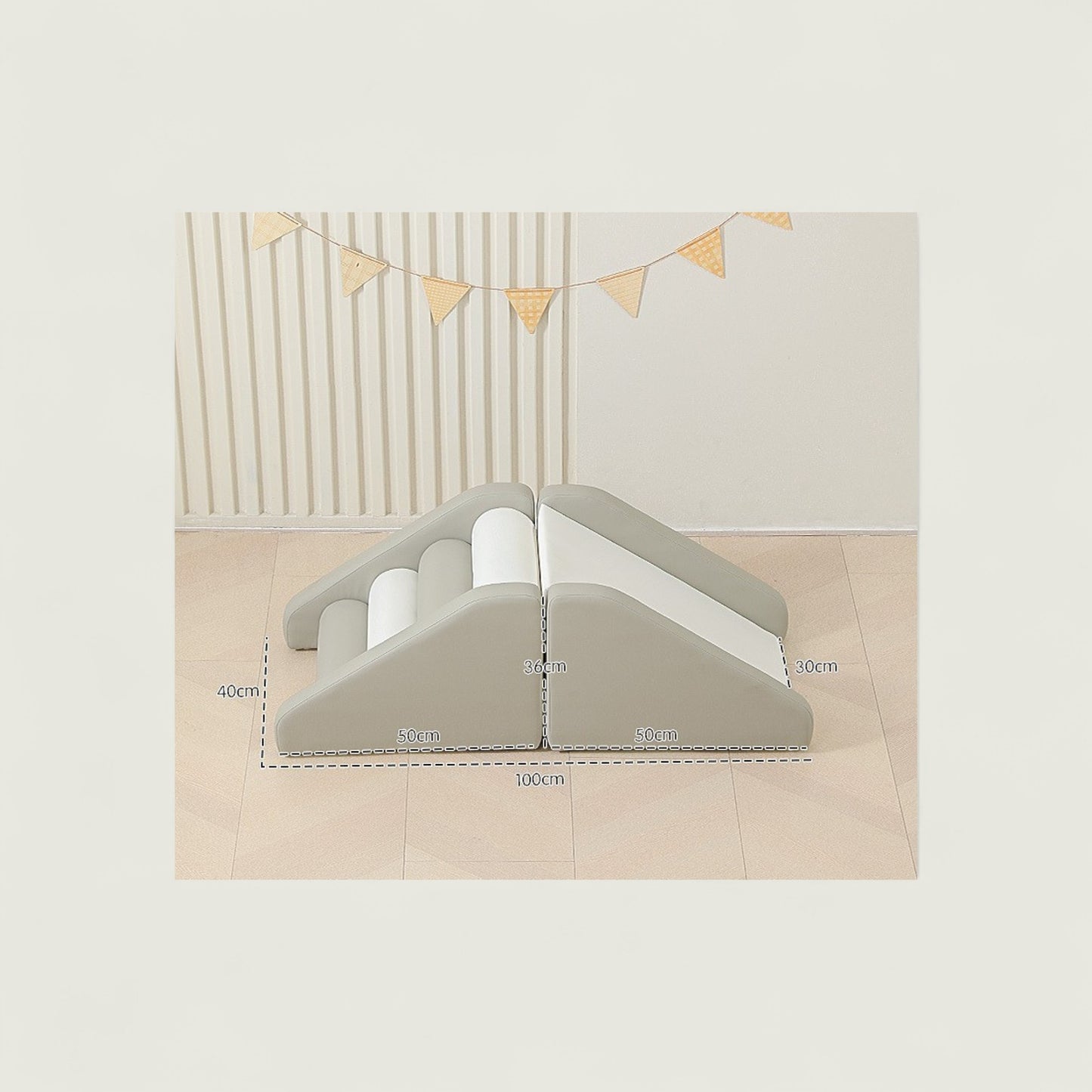 Children's slide with measurements on a light background