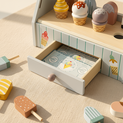 Montessori Ice Cream Stand – Wooden Pretend Play Shop Set