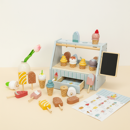Montessori Ice Cream Stand – Wooden Pretend Play Shop Set