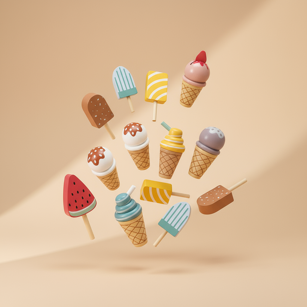 Montessori Ice Cream Stand – Wooden Pretend Play Shop Set