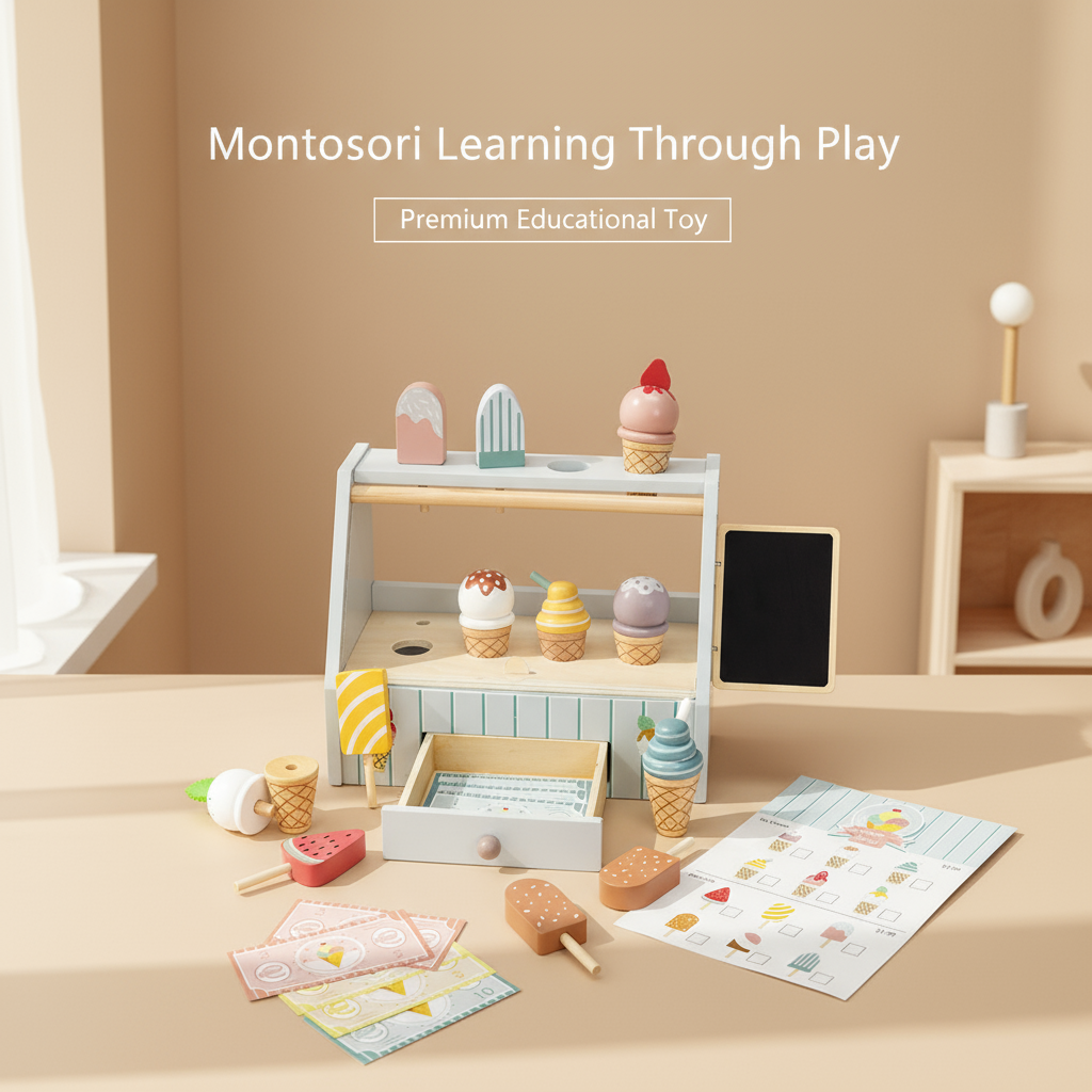 Montessori Ice Cream Stand – Wooden Pretend Play Shop Set