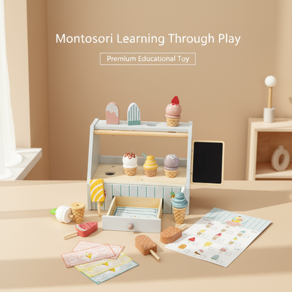 Montessori Ice Cream Stand – Wooden Pretend Play Shop Set