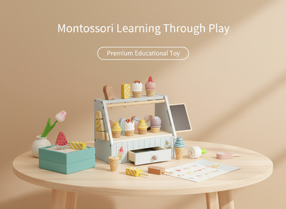 Montessori Ice Cream Stand – Wooden Pretend Play Shop Set