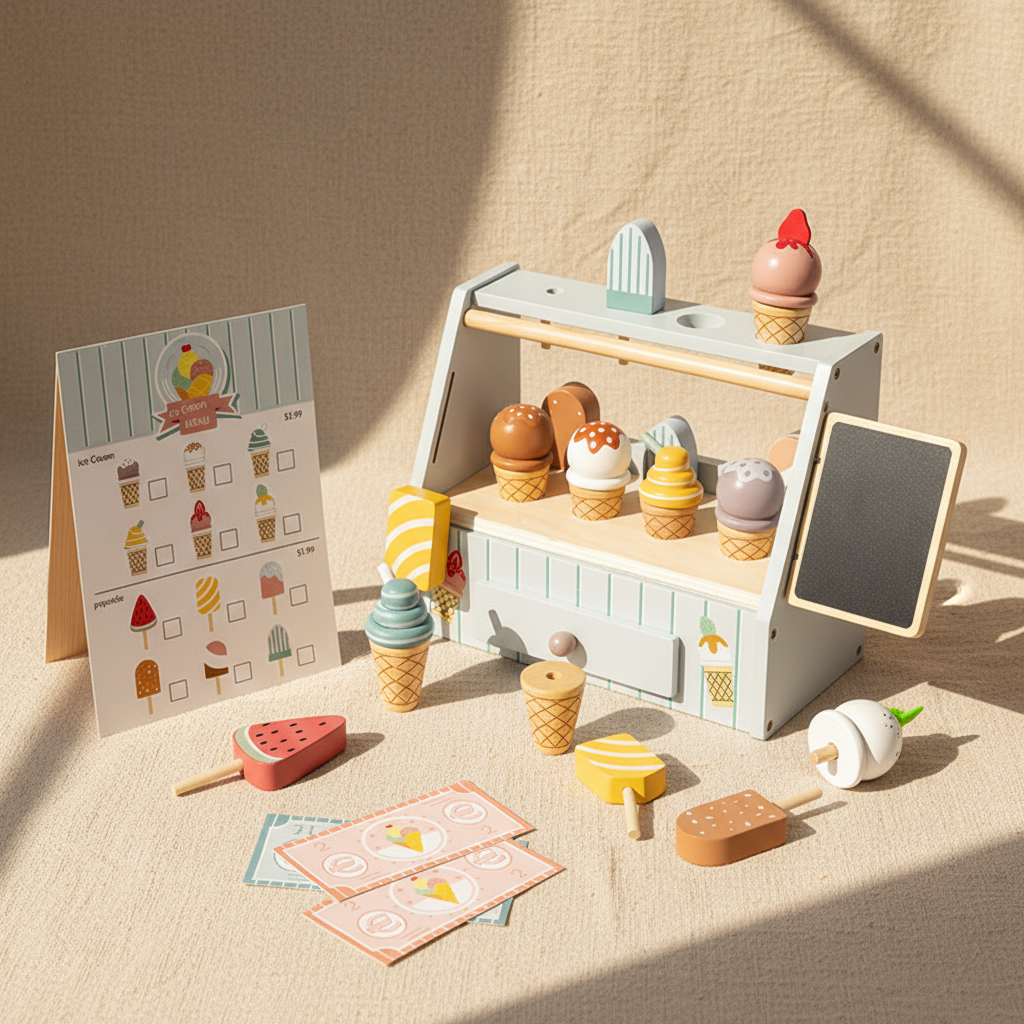 Montessori Ice Cream Stand wooden play set by PerfectBaby™