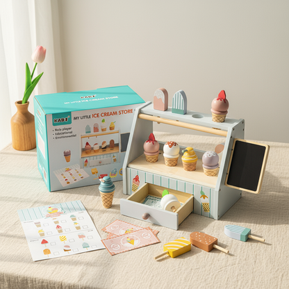 Montessori Ice Cream Stand – Wooden Pretend Play Shop Set