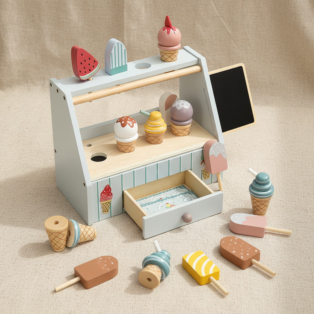 Montessori Ice Cream Stand – Wooden Pretend Play Shop Set