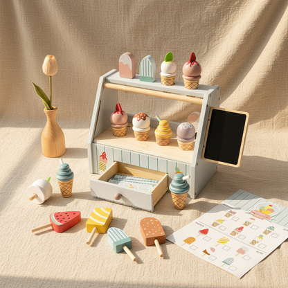 Montessori Ice Cream Stand – Wooden Pretend Play Shop Set