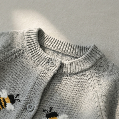 Grey Bee Knit Baby Romper