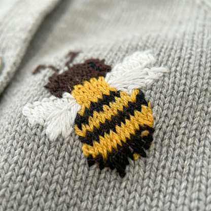 Grey Bee Knit Baby Romper