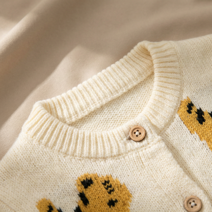 Cream Tiger Knit Baby Romper