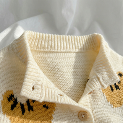 Cream Tiger Knit Baby Romper