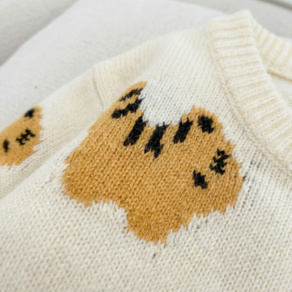Cream Tiger Knit Baby Romper