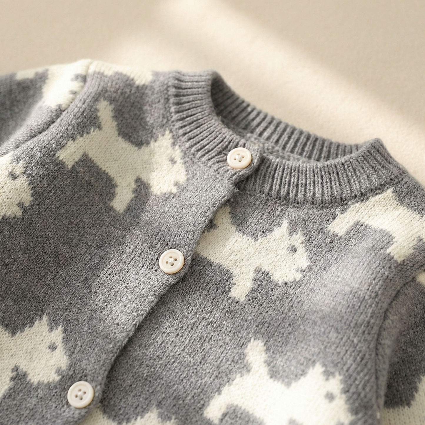 Grey Puppy Knit Baby Romper
