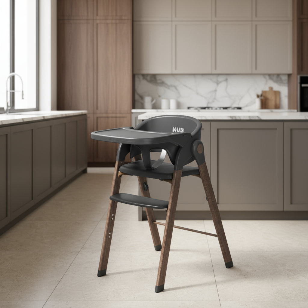 High chair in a modern kitchen setting
