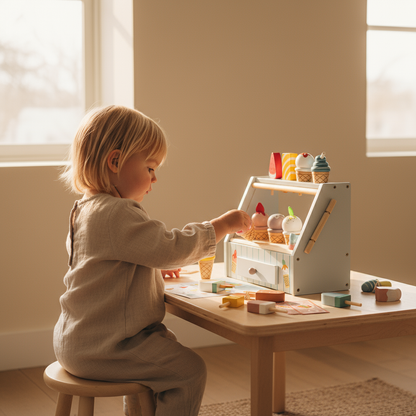 Montessori Ice Cream Stand – Wooden Pretend Play Shop Set
