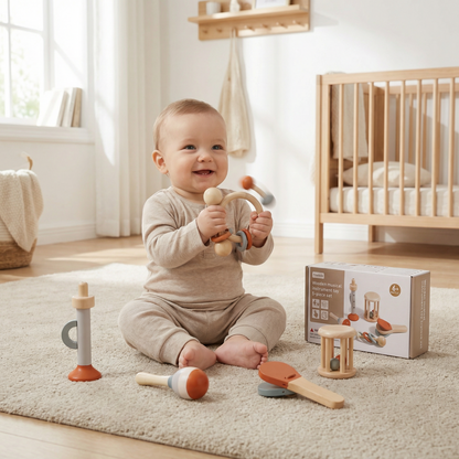 Wooden Rattle Set 5-piece baby toys by PerfectBaby™