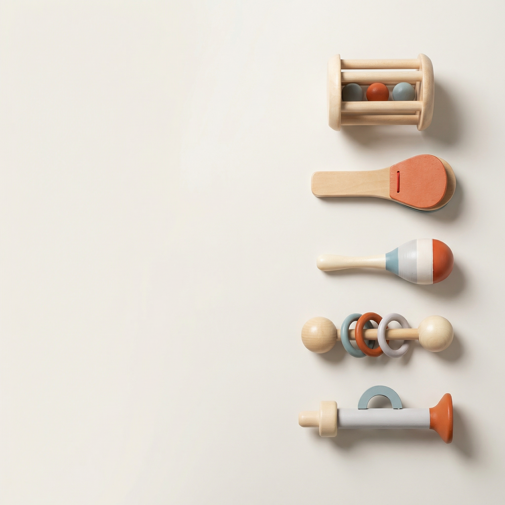 Wooden Rattle Set 5-piece baby toys by PerfectBaby™