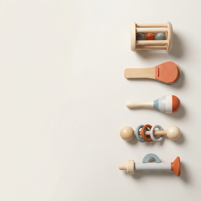 Wooden Rattle Set 5-piece baby toys by PerfectBaby™