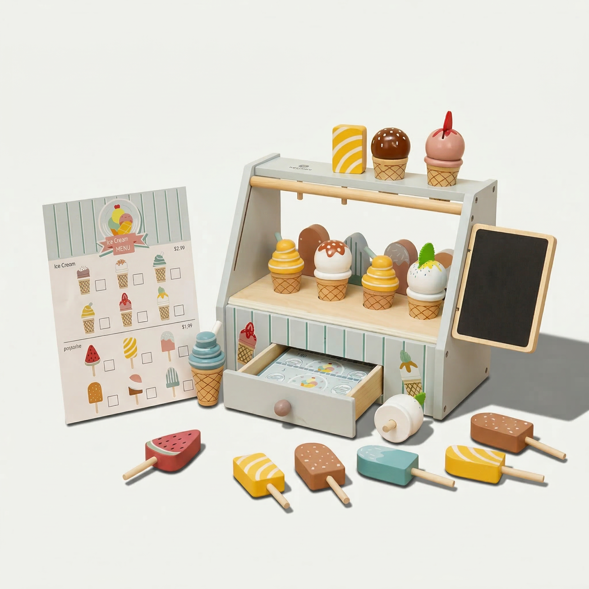 Montessori Ice Cream Stand wooden play set by PerfectBaby™