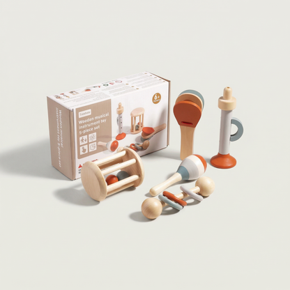 Wooden Rattle Set 5-piece baby toys by PerfectBaby™