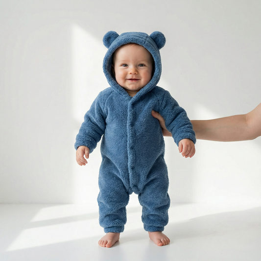 Plush Baby Hooded Romper