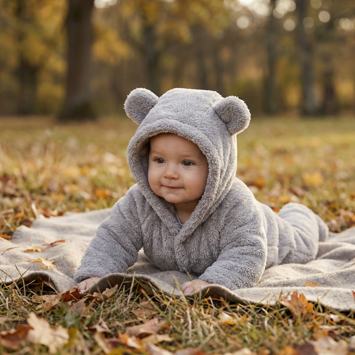 Plush Baby Hooded Romper premium baby outfit by PerfectBaby™