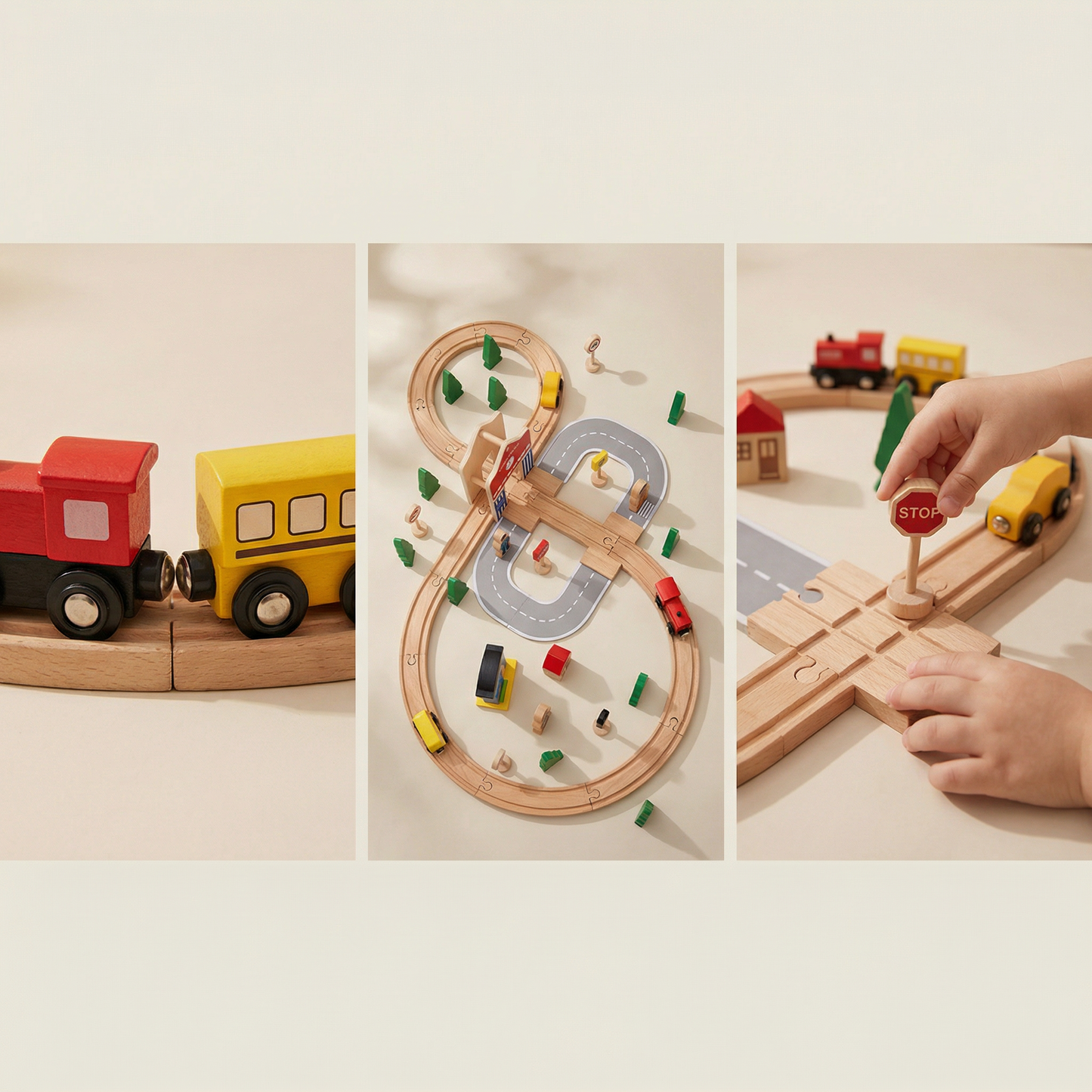 Wooden Train Set 50-piece by PerfectBaby™