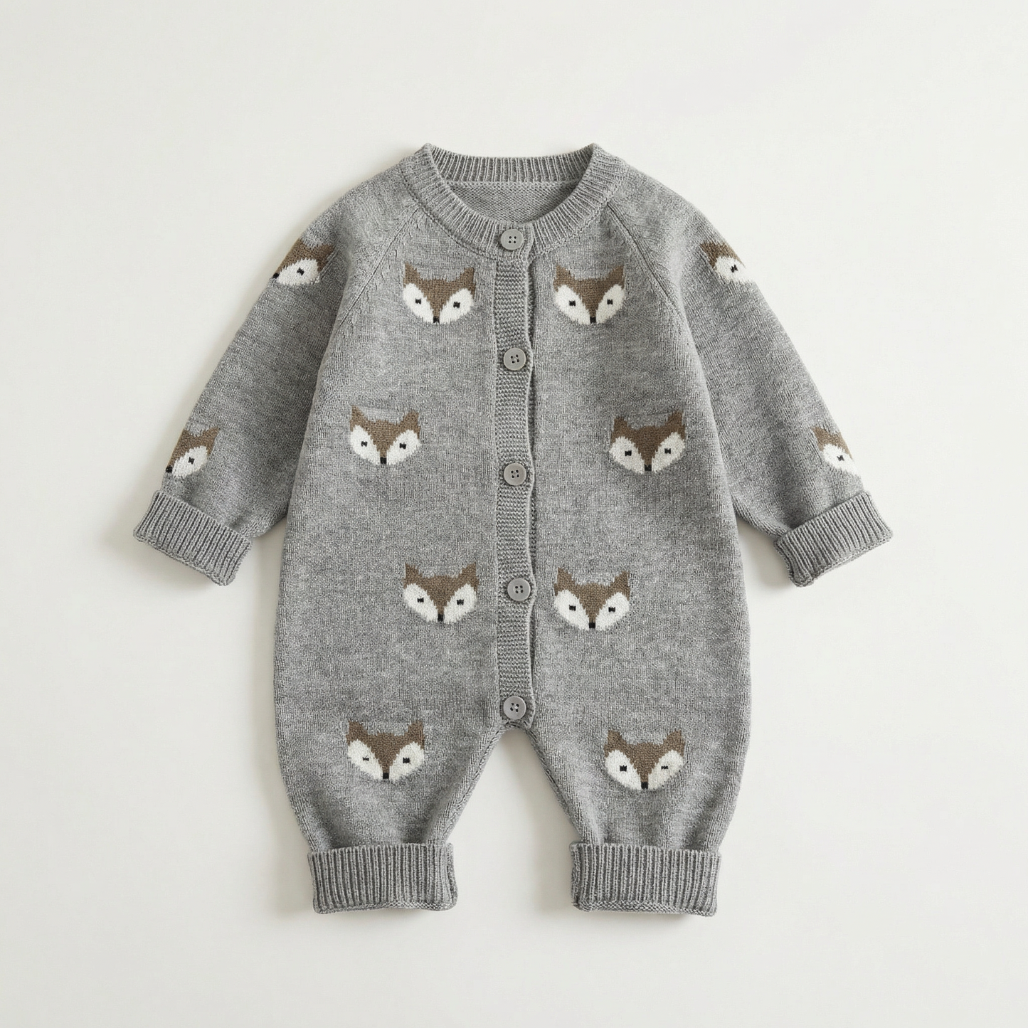 Grey Fox Knit Baby Romper