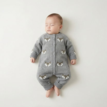 Grey Fox Knit Baby Romper